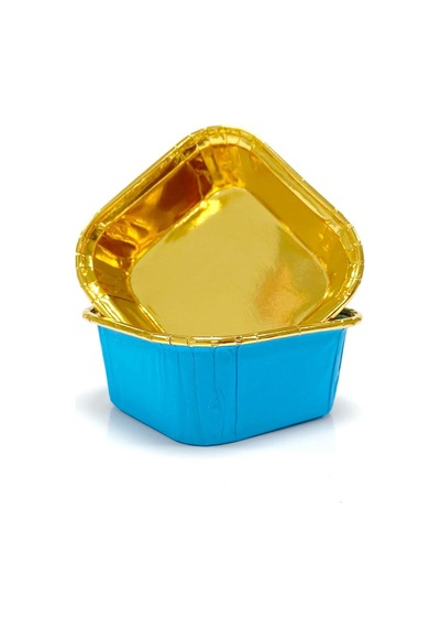 Dolphin Muffin Kare Kağıt Mavi Altın Cupcake Kek Kalıbı Kapsülü Kabı - 25 Adetlik 10 Paket Renkli