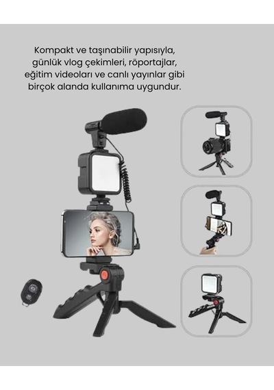 Northcity Profesyonel Video Çekim Kiti - Led Işık, Harici Mikrofon Ve Bluetooth Kumanda Seti