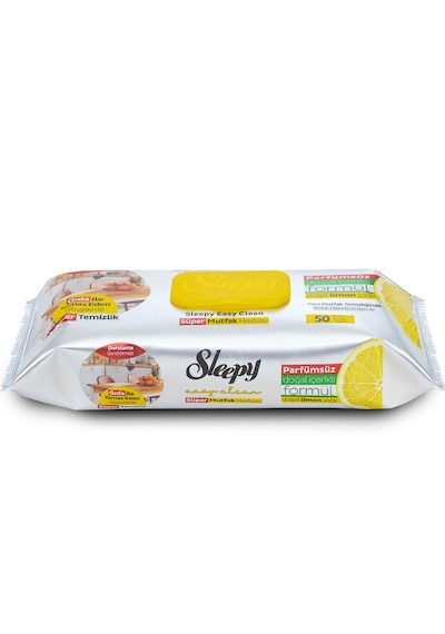 Sleepy Easy Clean Süper Yüzey Temizlik Mutfak Havlusu Mendili Limon Yağlı Beyaz 50'li