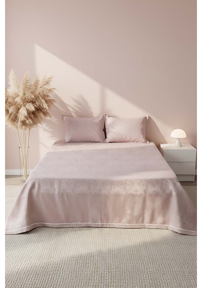 Allegra Pudra Çift Kişilik Yatak Örtüsü Seti Pembe