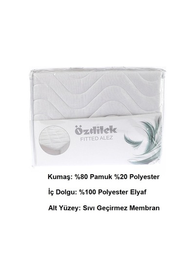 Özdilek Pamuklu Sıvı Geçirmez Battal Çiftkişilik Alez 180x200+30 Beyaz