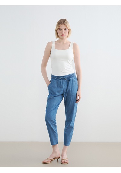 Lcwaıkıkı Classic Mavi Beli Lastikli Carrot Fit Kadın Jean Pantolon