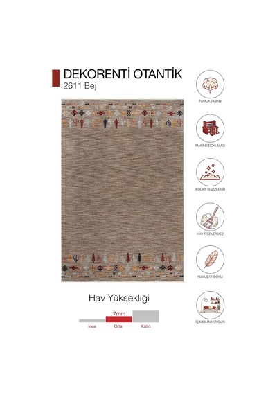 Hoom Rugs Otantik 2611 Bej Vintage Desenli Salon Halısı