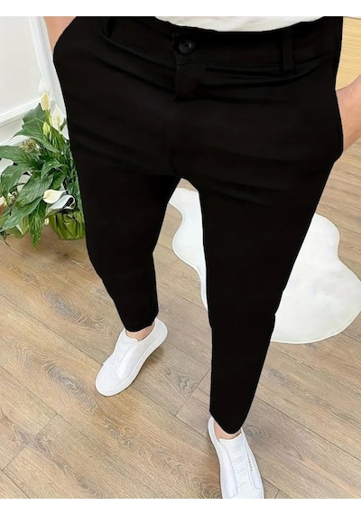 Moderie Butik Erkek Cepli Slimfit Atlas Pantolon Siyah
