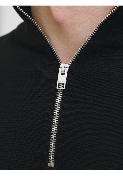 Jack & Jones Jprblamılano Stıtch Knıt Half Zıp Sn Black Black