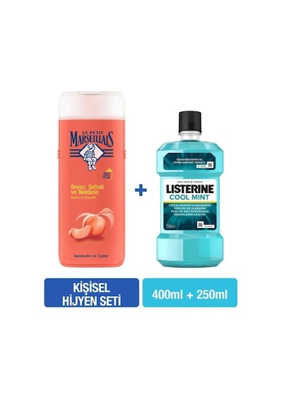Le Petit Marseillais Beyaz Şeftali-Nektarin Duş Jeli 400 ML+Listerine Cool Mint Ağız Bakım Suyu 250 ML