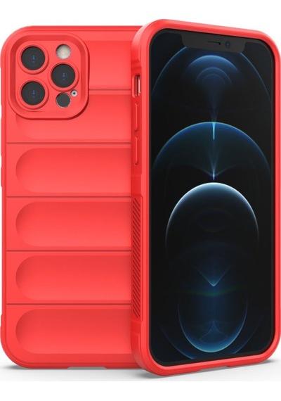 Apple Uyumlu iPhone 12 Pro Kılıf Elde Tutma Kolaylıkla Kaydırmaz Kenar Line Dizayn Optietnik Kapak Kırmızı