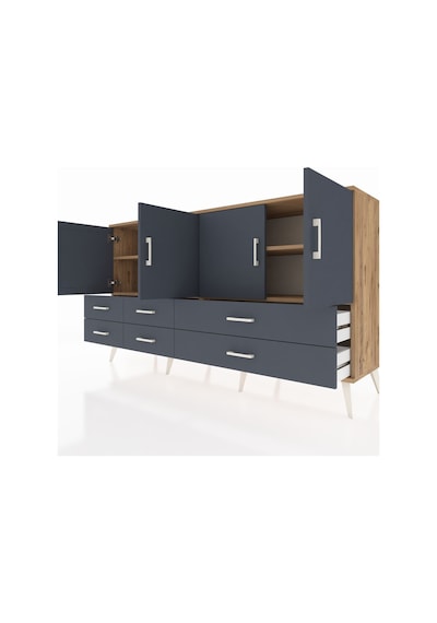 Hyperion Konsol 6 Raflı 6 Çekmeceli 4 Kapaklı 176x44x99 Çam-antra Çam-antrasit Hyperion Konsol 6 Raflı 6 Çekmeceli 4 Kapaklı 176x44x99 Çam-antra Çam-antrasit