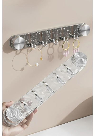 Lüks Görünümlü Vantuzlu Askılık Zarif Görünümlü Banyo Mutfak Ev Ofis Askı Yeni Nesil Gri