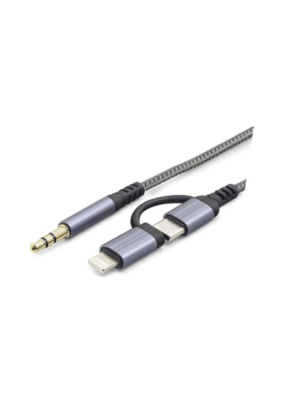 Type-c + Lightning To 3.5 Mm Ses Kablosu - Siyah Gj-027 Evimdeyokyok