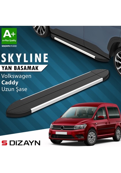 S-dizayn Vw Caddy 3 Uzun Şase Skyline Aluminyum Yan Basamak 223 Cm 2004-2020 A+ Kalite