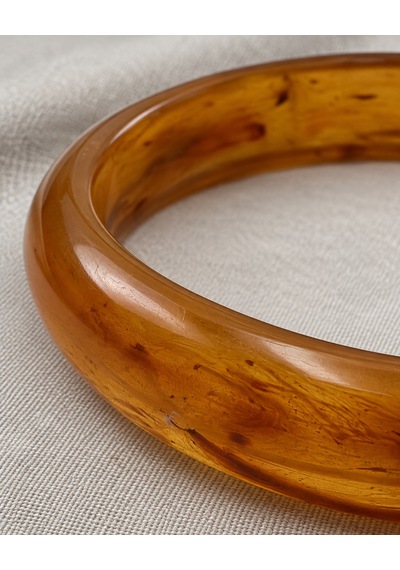 Dora's Shine Amber Aura Kehribar Tonlu Yarı Saydam Damarlı Parlak Halka Kadın Bileklik - 6,5 Numara - 20,5 21 Cm Renkli