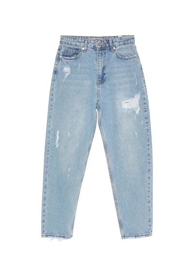Yırtık Detaylı Denim Pantolon Buz Mavi Mavi