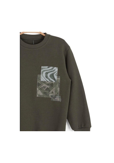 Zekids Erkek Çocuk Desenli Sweatshirt-16145 Haki