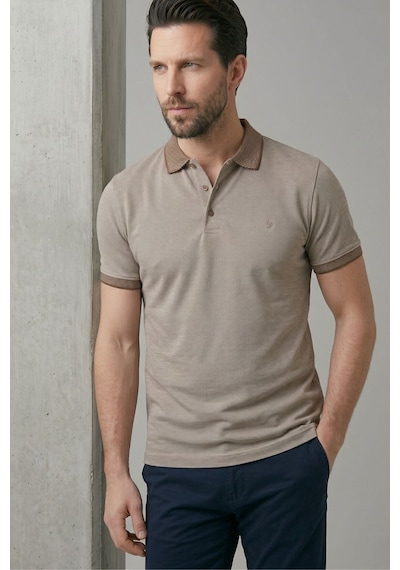 Efor Comfort Fit Rahat Kalıp %100 Pamuk Kıvrılmaz Yaka Ekru-vizon Polo Yaka Tişört Ts 931