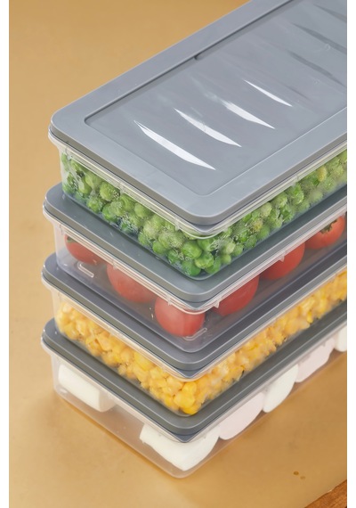 Multi Box 4 Lü Set Saklama Kabı Seti - Dondurucu & Mikrodalga Uyumlu Gri
