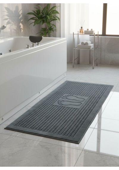 Zivra Antrasit Ayak Havlusu - 60x130cm, 690gr, %100 Pamuk, Spa Ve Otel Banyo Paspası Antrasit