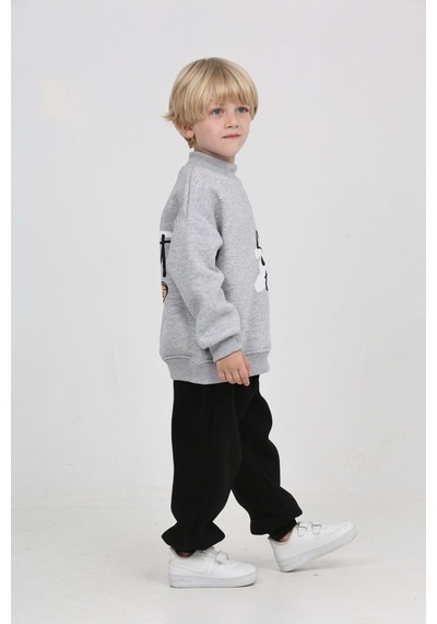 Toontoy Kids Toontoy Erkek Çocuk Skate Arka Baskılı Eşofman Takım Gri Melanj