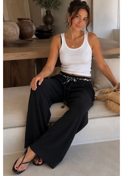 Bb Butik Basic Kadın Fular Detaylı Penye Pantolon Rahat Kalıp Cepli Günlük Pantolon My3535 siyah Bb Butik Basic Kadın Fular Detaylı Penye Pantolon Rahat Kalıp Cepli Günlük Pantolon My3535 siyah