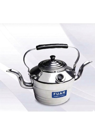 Fuar Alüminyum Kamp Çaydanlığı 3 Litre - Süzgeçli Demlik - 2 Si 1 Arada Çift Taraflı Çaydanlık Seti Alüminyum - Gri