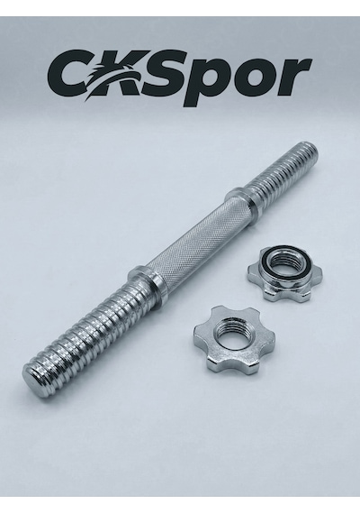 Ckspor 35 Cm Krom Dumbbell Barı - Yıldız Vidalı Çelik Ağırlık Barı 20 Mm Çap