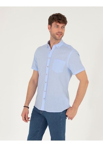 Pierre Cardin Erkek Açık Mavi Kısa Kollu Gömlek 50268184-vr003 Açık Mavi