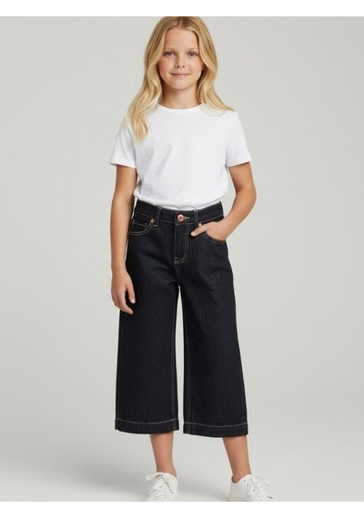 Zekids Kız Çocuk Modern Straight Fit Denim Pantolon-16768 Çok Renkli