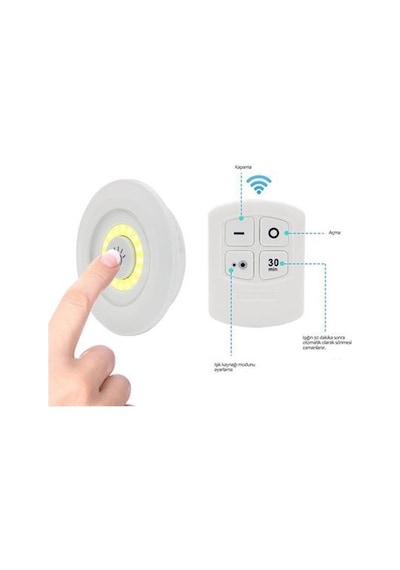 3lü Uzaktan Kumandalı Pilli Yapışkanlı Kablosuz Led Spot Lambalar