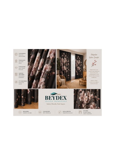 2 Adet 140x260 Cm Ölçüsünde Şık Dekoratif Fon Perde Koleksiyon Siyah