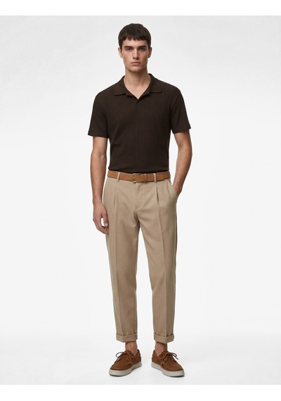 Koton Kısa Kollu Pamuklu Slim Fit Polo Yaka Tişört Kahverengi 6sam10291mk Kahve