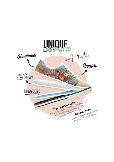 Kadın Vegan Deri Turkuaz Sneakers - Warner Bros Imaginary School Harry Potter Tasarım Çok Renkli