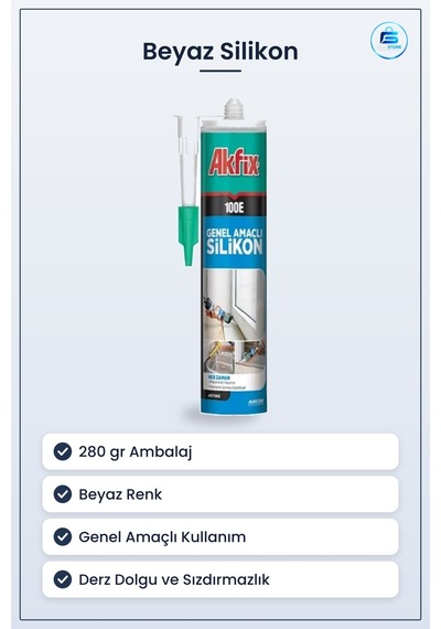 Silikon 280 Gr Beyaz Genel Amaçlı Banyo Mutfak Derz Dolgu Sızdırm