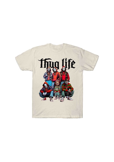 Flood Of Style Thug Life Tişörtleri Korku Karakterleri Katil Ekibi Kentsel Korku Filmi Tişörtü Erkekler Kadı Bej
