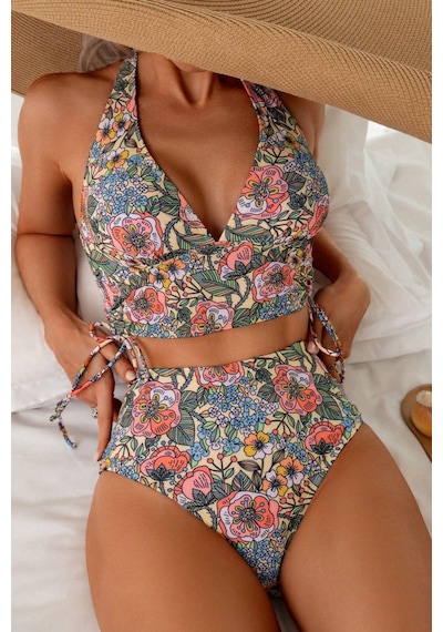 Bella Notte Kadın Kaplı Astarlı Yüksek Bel Bikini Takımı Çok Renkli