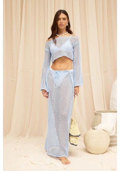 Mai Collection Forio Mavi Triko Crop Etek Takım