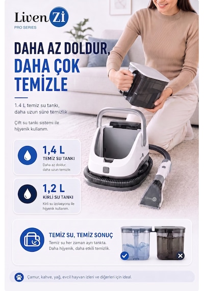 Livenzi Jjb-737-ıı Koltuk Halı Yıkama Ve Leke Çıkartma Makinesi-beyaz