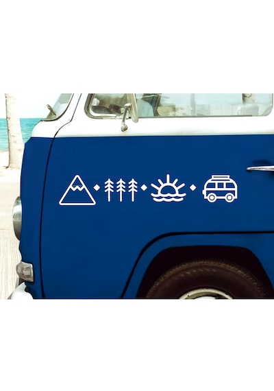 Sahil,karava,dağ Ve Orman Sticker - Araba Oto Motosiklet Karavan Cam Sticker - 02123 15X2,5 Cm