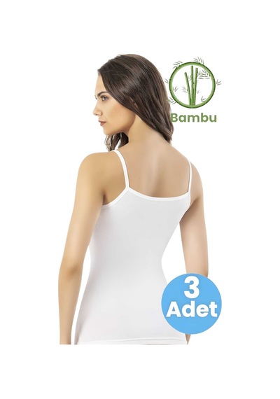 Tezzgelsin Kadın 3'lü İp Askılı Bamboo Atlet Beyaz