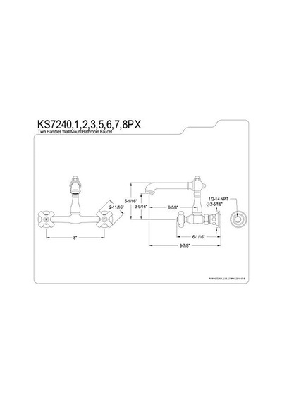 Ks7241px İngiliz Country Vessel Lavabo Musluğu, Cilalı Krom Beyaz