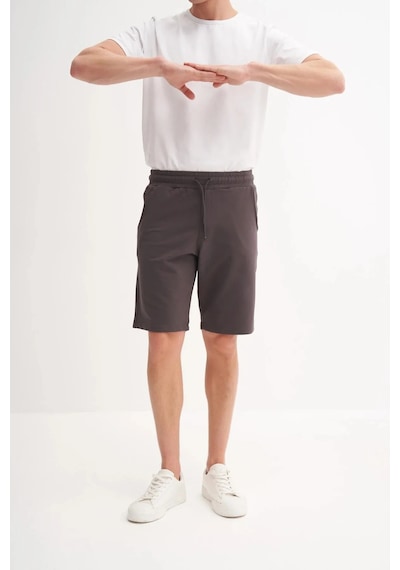 Cazador Slim Fit Dar Paça Likralı Örme Bermuda Şort 60820 Antrasit