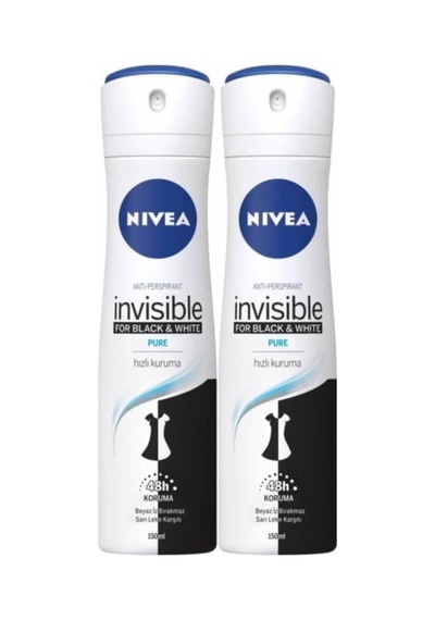 Invısıble Black&white Pure Bayan Deosprey 150 Ml 2'li Paket