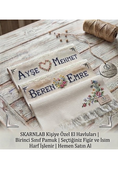 Kişiye Özel El Havlusu Beyaz