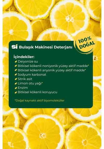 Si Senin İçin %100 Doğal Bulaşık Makinesi Deterjanı Limon Otu Yağlı 750 Ml.