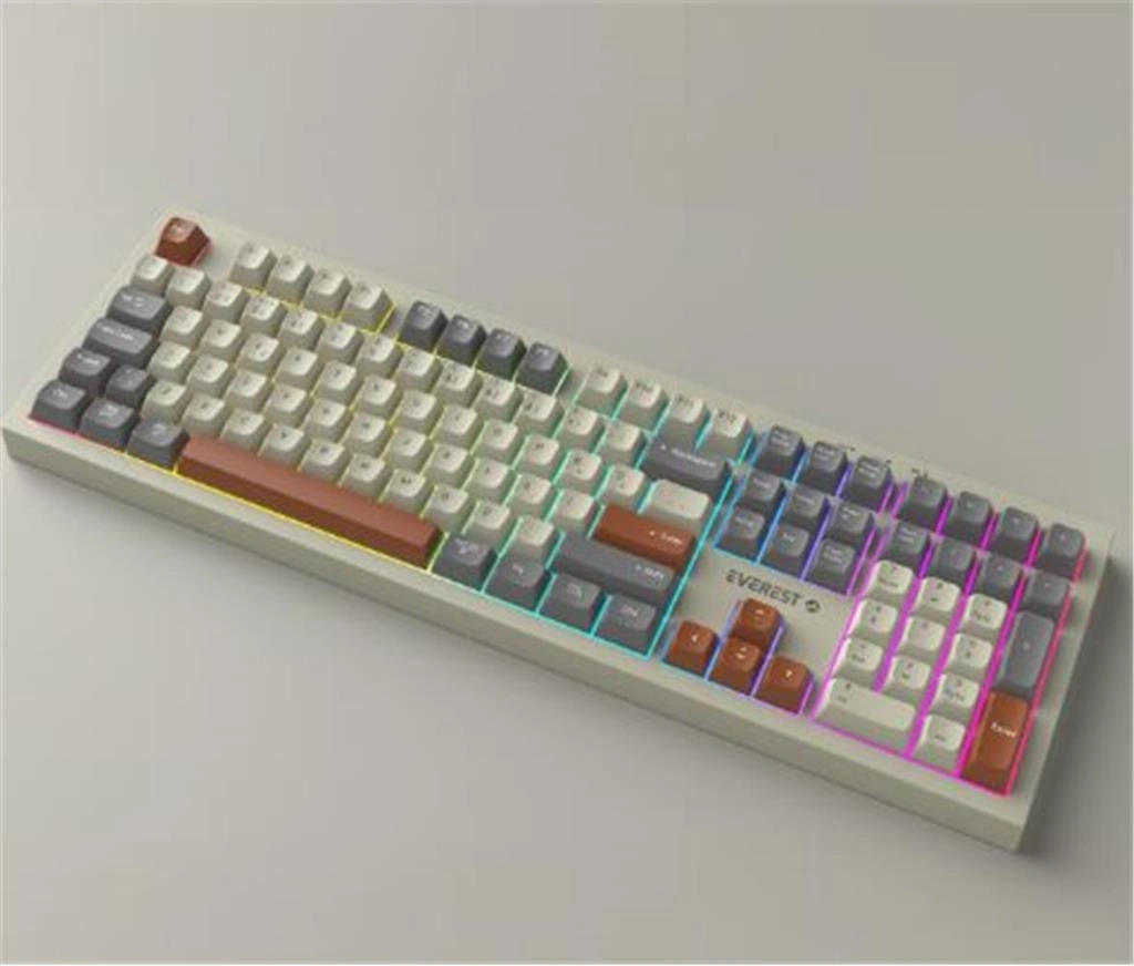 Everest Km-78 Rena Krem-gri-kahve Kablosuz 2.4 + Bt Rgb Aydınlatmalı Sessiz Q Klavye + Mouse Se Optik