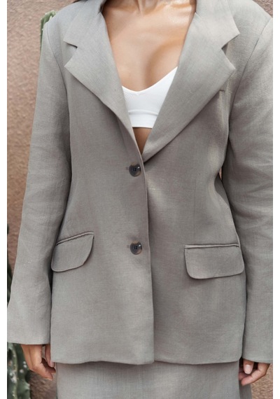 Mai Studios Co. Brenna Füme Keten Blazer Füme