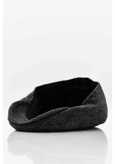 Külah Erkek Kasket Balıksırtı Flat Cap Termal Yün Şapka Antrasit