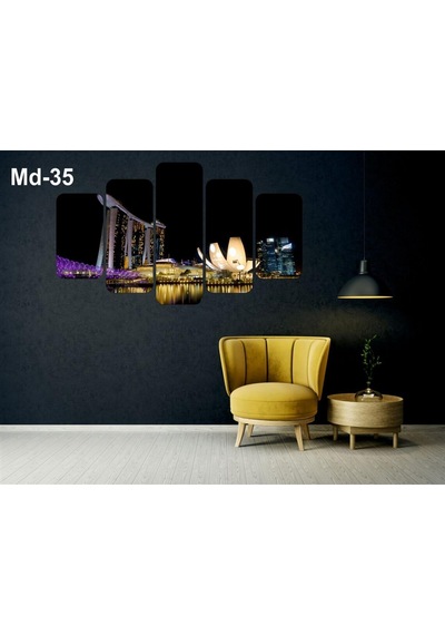 5 Parça Kent Manzaralı Mdf Tablo