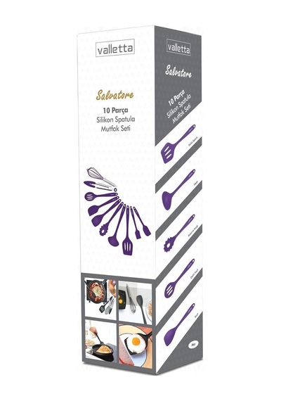Salvatore 10 Parça Mor Isıya Dayanıklı Yanmaz Yapışmaz Silikon Spatula Seti - Vlt1156 Diğer