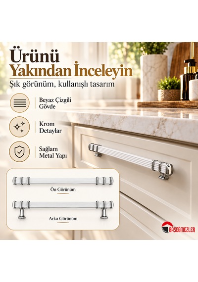 Haskan Kemer Kulp Krom/beyaz 128 Mm Krom - Beyaz