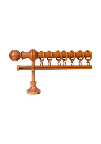 Meyra Demonte Başlıklı Ahşap Rustik Perde Askısı - Tek Raylı -meşe 325 Cm Meşe